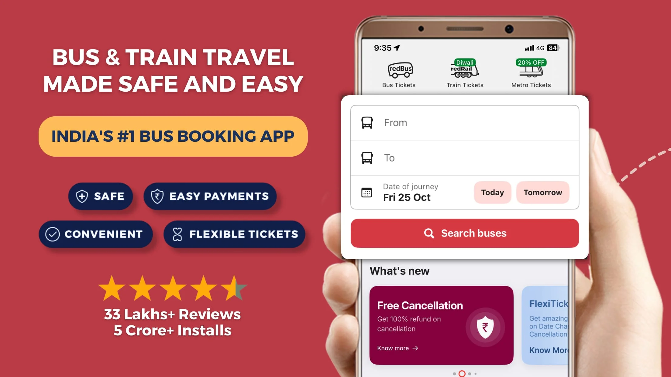 redBus Book Bus, Train Tickets Screenshot 1