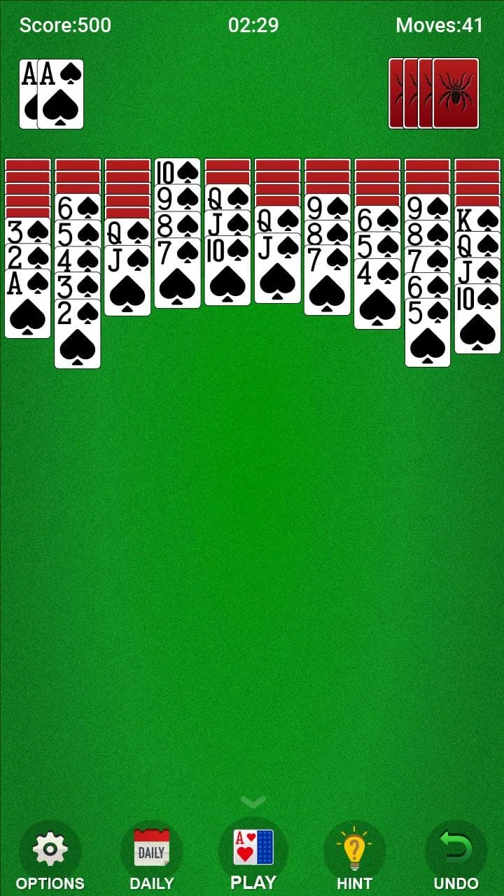 Spider Solitaire Screenshot 1