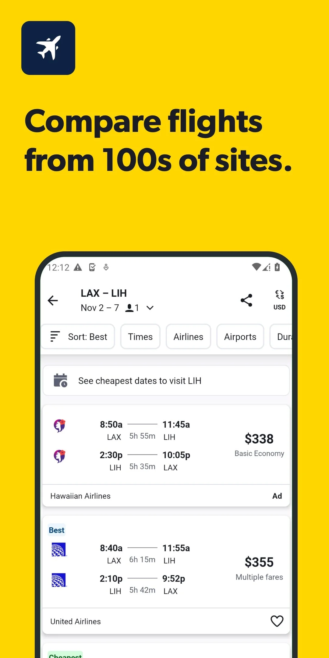 Cheapflights: Flights & Hotels Screenshot 2