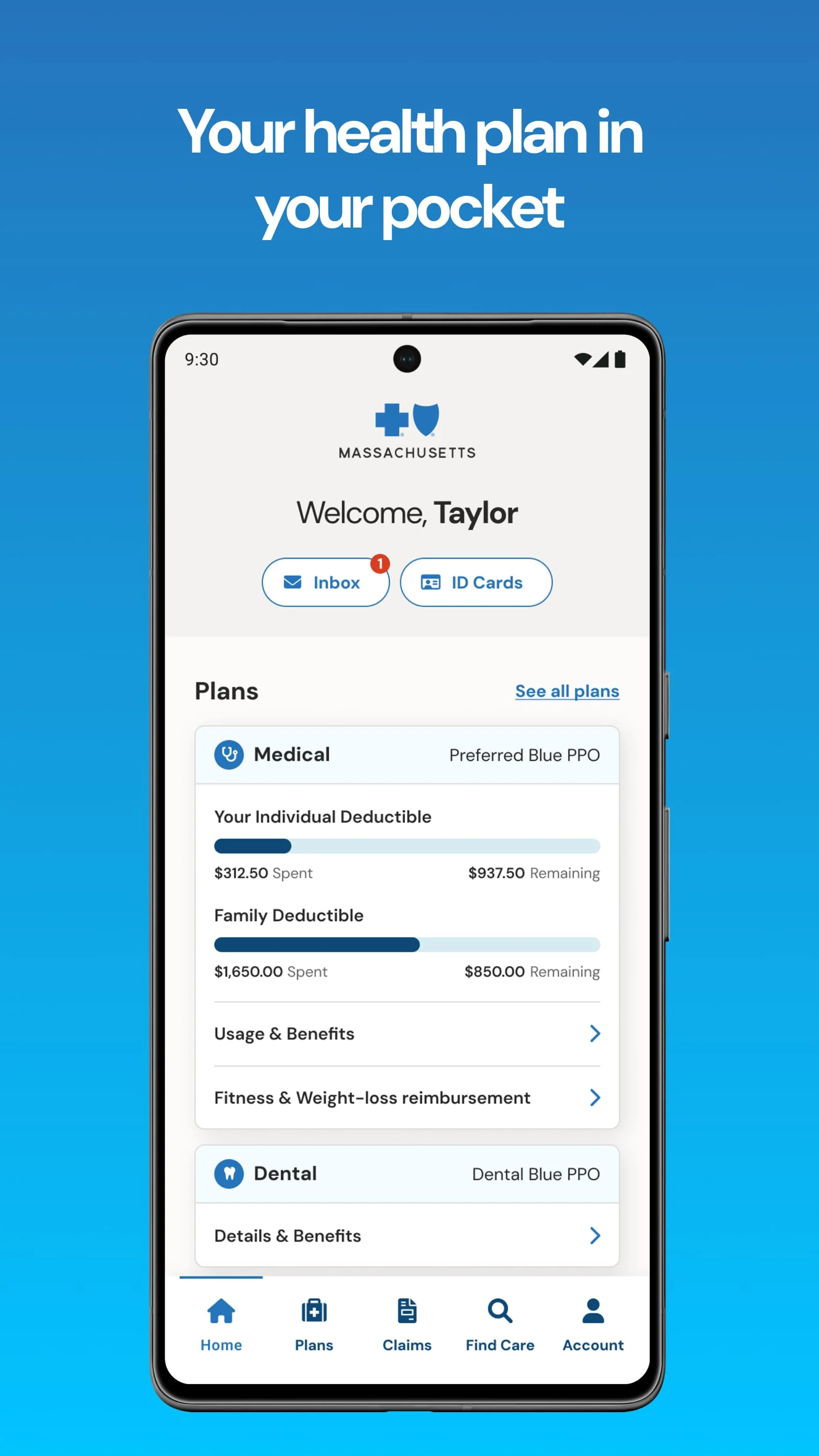 BCBSMA MyBlue Member App Screenshot 1