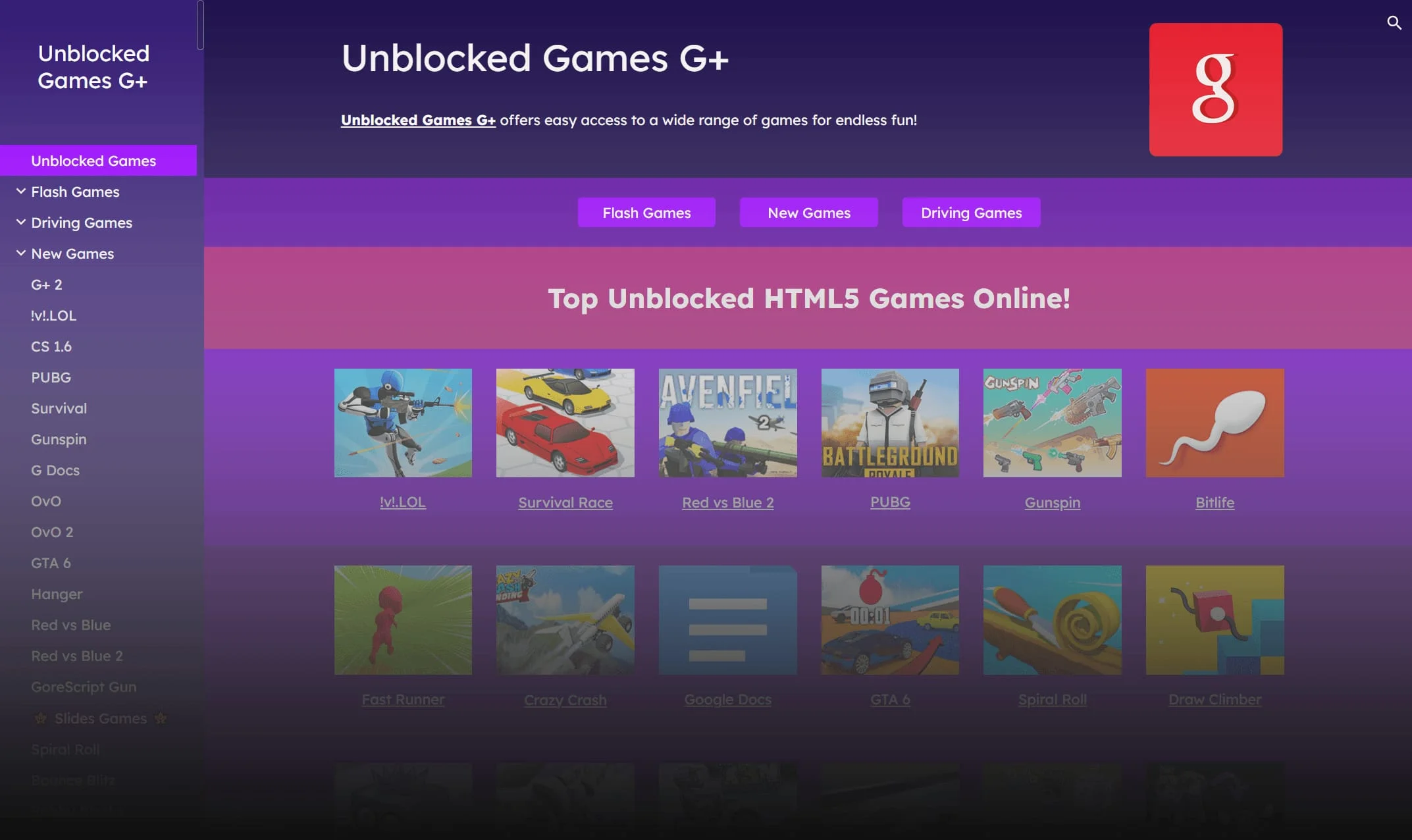 Unblocked Games G+ Screenshot 3