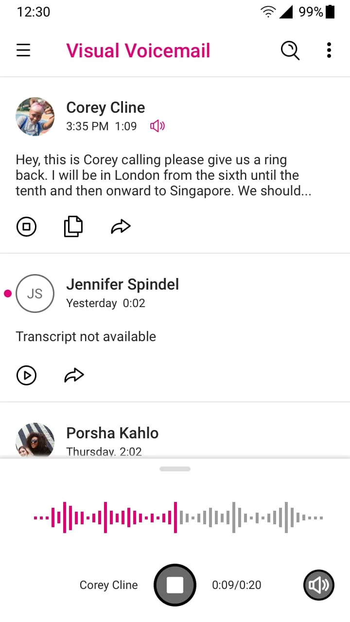 T-Mobile Visual Voicemail Screenshot 3