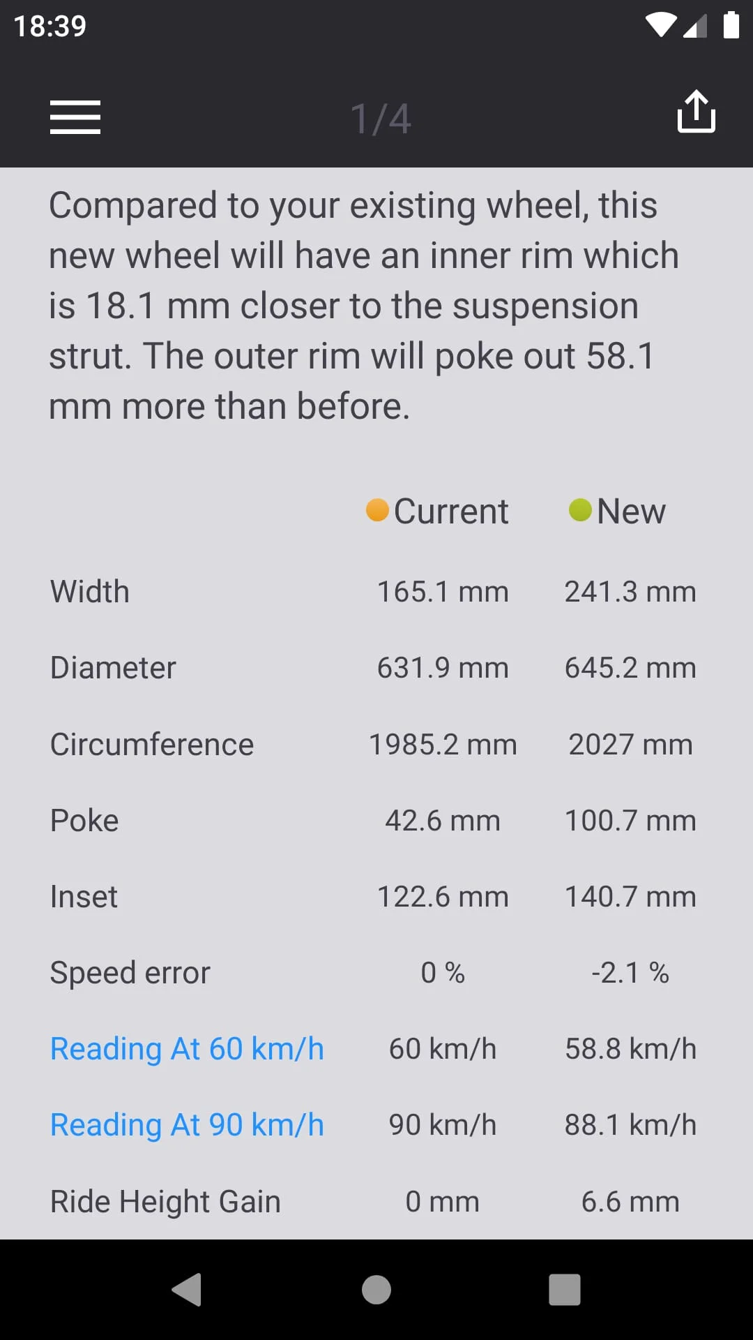 Tire Size Calculator: Car tool Screenshot 3