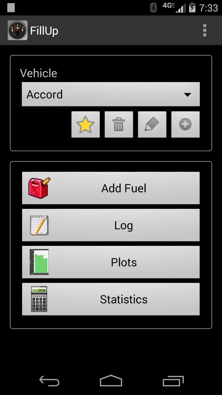 FillUp - Gas Mileage Log Screenshot 1