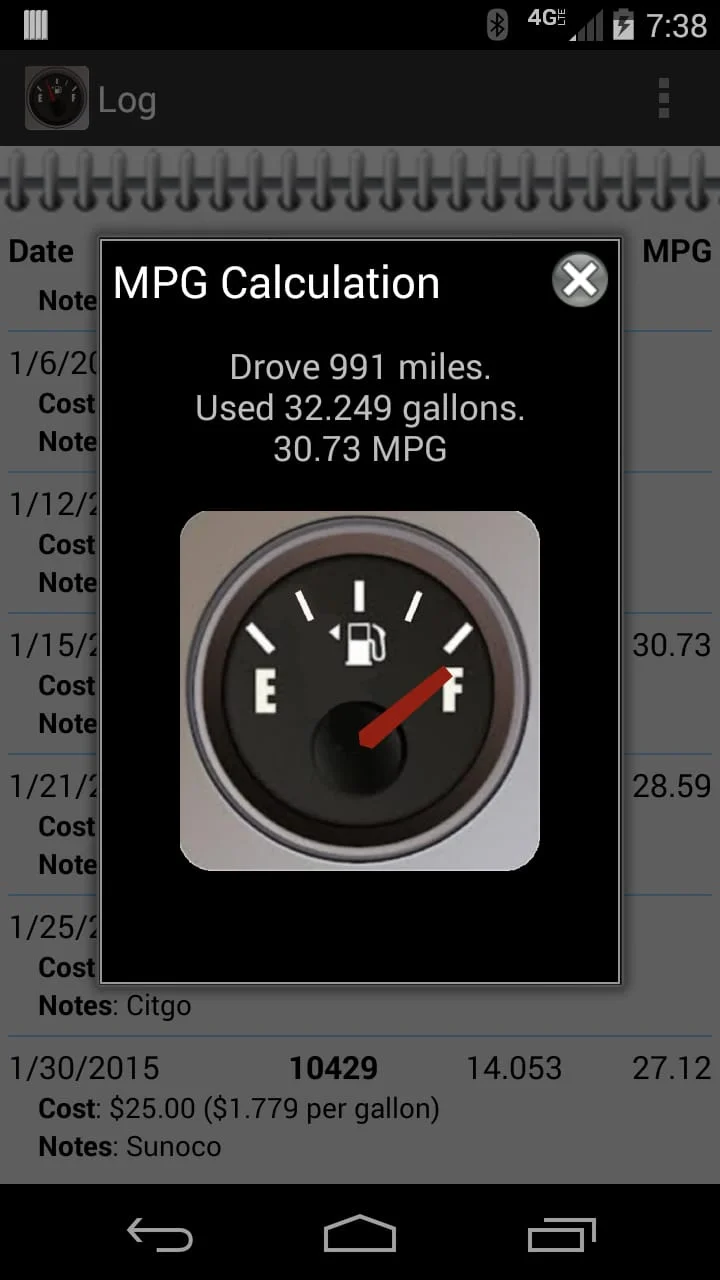 FillUp - Gas Mileage Log Screenshot 3