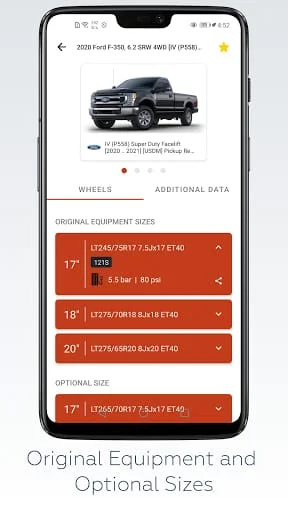 Wheel Size - Fitment database Screenshot 2