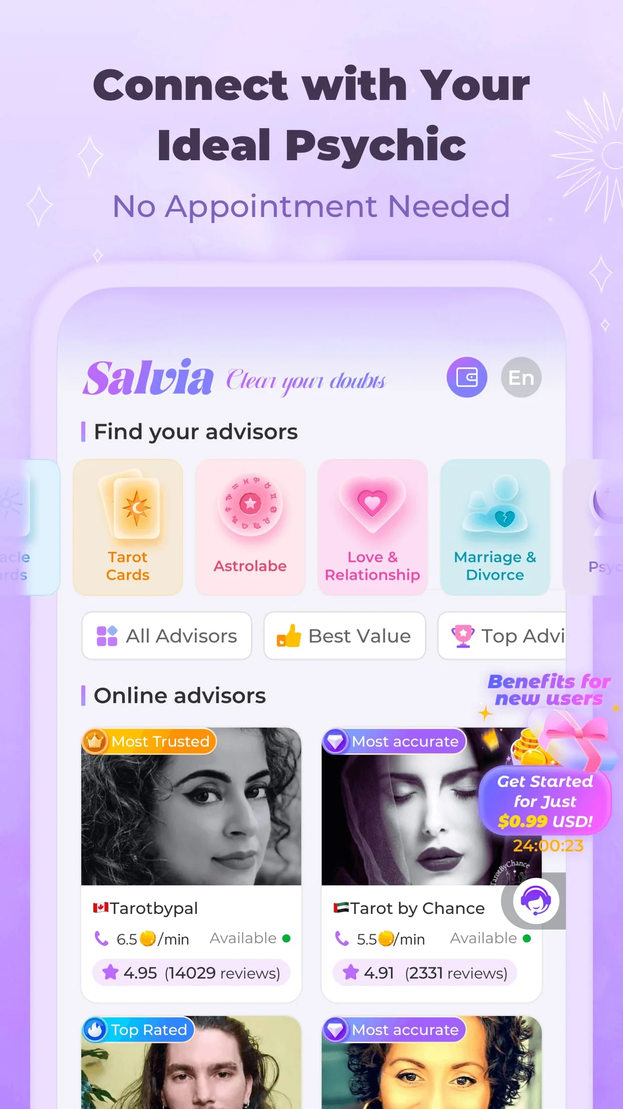 Salvia - Tarot & Psychics Screenshot 2